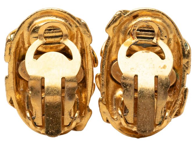 Orecchini Chanel Gold CC placcati oro ovali con clip D'oro - vista 2