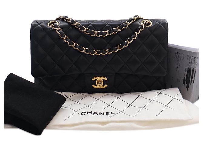 Chanel Black Medium Classic Lambskin Double Flap Nero - vista 15