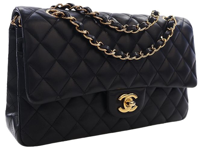 Chanel Black Medium Classic Lambskin Double Flap Nero - vista 3