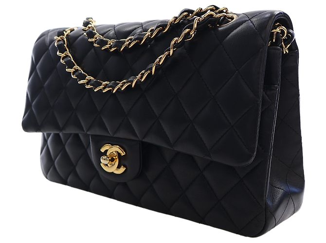 Chanel Black Medium Classic Lambskin Double Flap Nero - vista 4