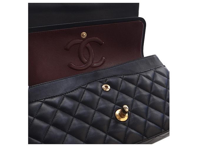Chanel Black Medium Classic Lambskin Double Flap Nero - vista 8