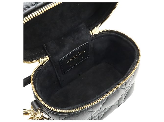 Dior Black Micro Lammfell Cannage Lady Dior Vanity Case Schwarz - Ansicht 4