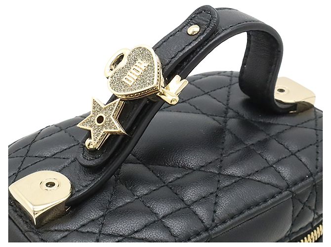 Dior Black Micro Lammfell Cannage Lady Dior Vanity Case Schwarz - Ansicht 7