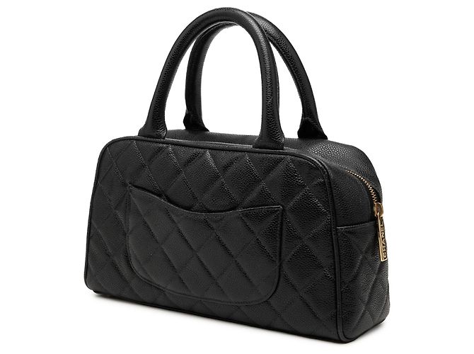 Borsa Bowling Chanel Black CC Quilted Caviar Nero - vista 2