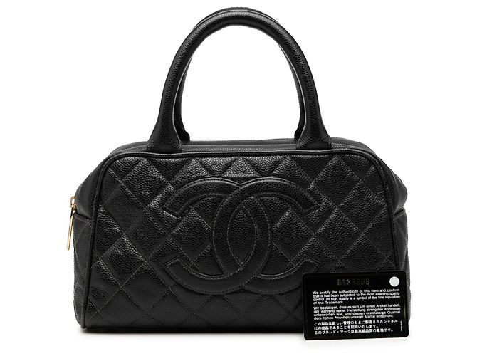 Borsa Bowling Chanel Black CC Quilted Caviar Nero - vista 7