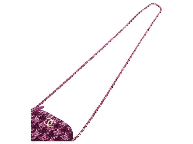 Chanel Purple Mini CC gesteppte Tweed-Clutch mit Kette - Ansicht 10