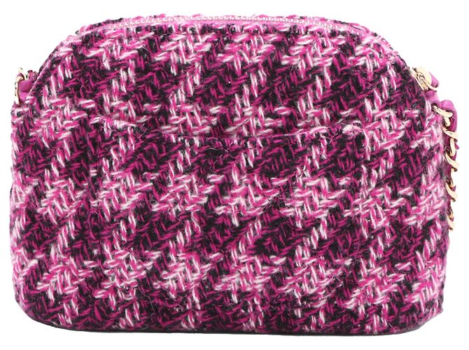 Chanel Purple Mini CC gesteppte Tweed-Clutch mit Kette - Ansicht 2