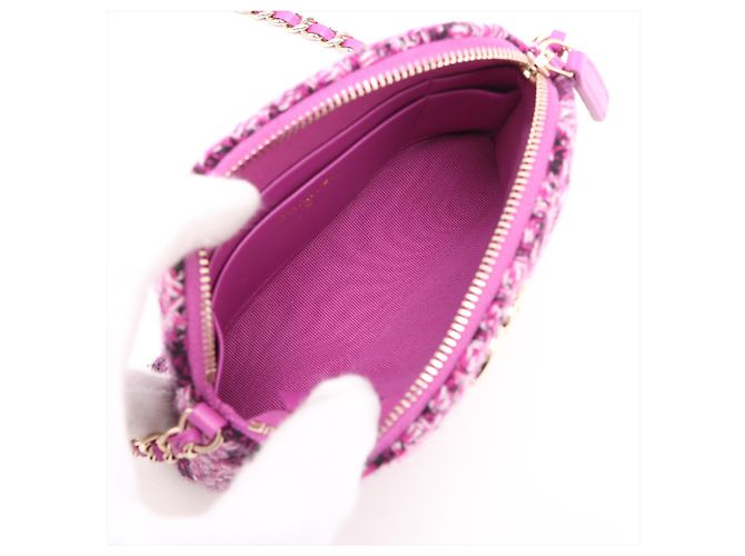 Chanel Purple Mini CC gesteppte Tweed-Clutch mit Kette - Ansicht 3