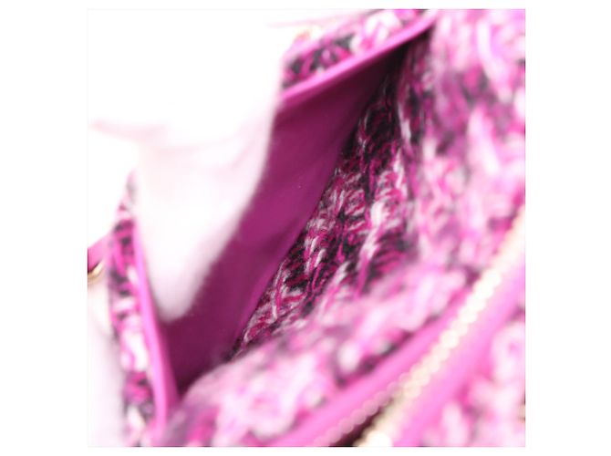 Chanel Purple Mini CC gesteppte Tweed-Clutch mit Kette - Ansicht 5