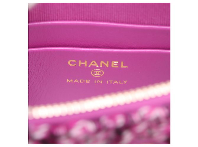 Chanel Purple Mini CC gesteppte Tweed-Clutch mit Kette - Ansicht 6