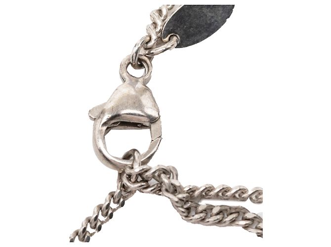 Collana con pendente Cube in ottone e strass CC argento Chanel - vista 4
