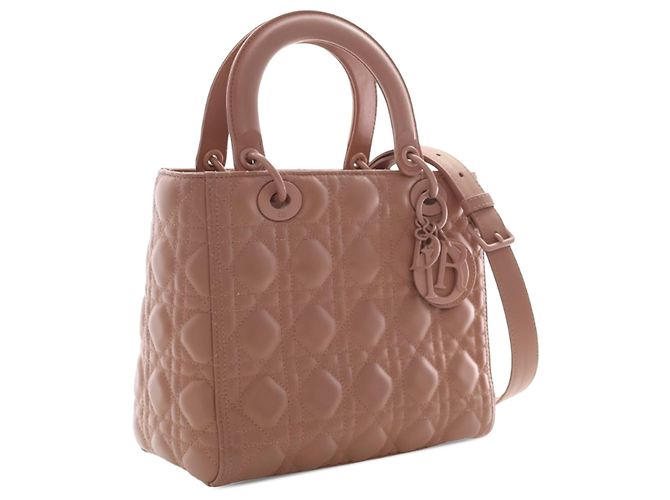 Lady Dior Cannage in pelle di vitello ultra opaca marrone Medium Carne - vista 2