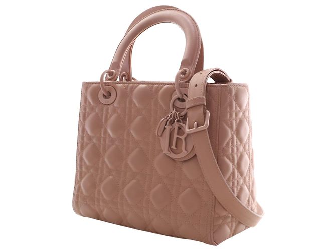 Lady Dior Cannage in pelle di vitello ultra opaca marrone Medium Carne - vista 9