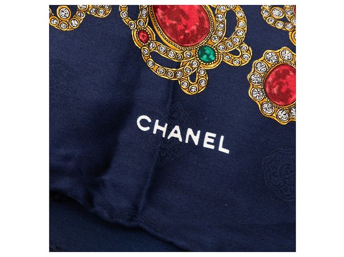 Sciarpa in seta Chanel Blue Gripoix Print Blu navy - vista 2