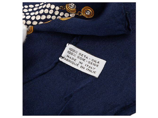 Sciarpa in seta Chanel Blue Gripoix Print Blu navy - vista 3