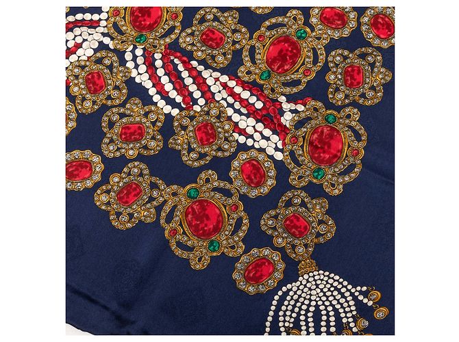 Sciarpa in seta Chanel Blue Gripoix Print Blu navy - vista 5