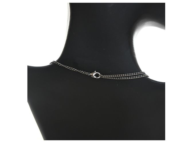Collana con pendente Chanel Silver CC in ottone e strass Argento - vista 4