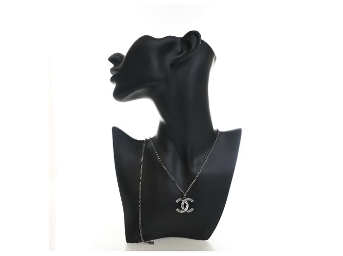 Collana con pendente Chanel Silver CC in ottone e strass Argento - vista 5
