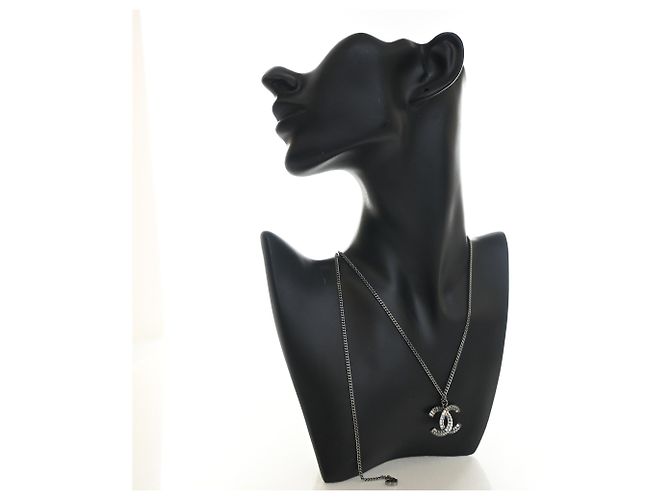 Collana con pendente Chanel Silver CC in ottone e strass Argento - vista 6