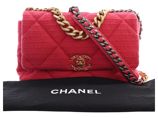 Chanel Pink Large Tweed 19 Flap Rosa - vista 15