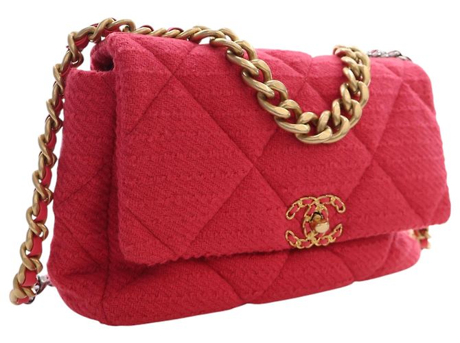 Chanel Pink Large Tweed 19 Flap Rosa - vista 2