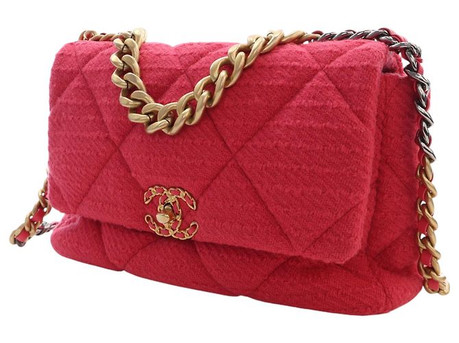 Chanel Pink Large Tweed 19 Flap Rosa - vista 3