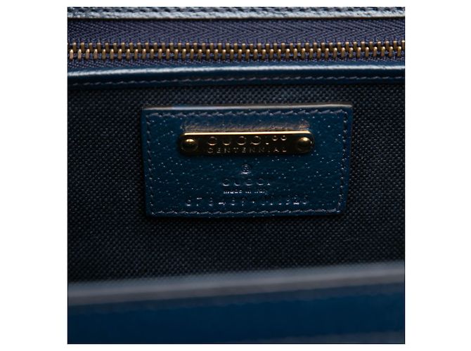 Borsa Gucci Blue 100th Anniversary Medium GG Coated Canvas Kaleidoscope 1947 Bamboo Top Handle - vista 5