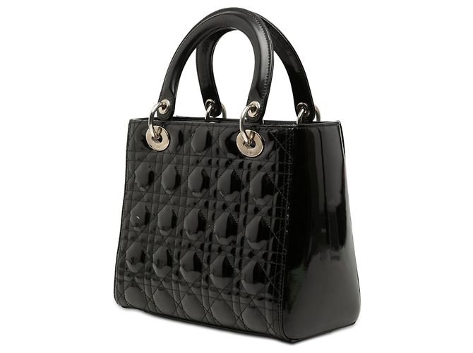 Dior Black Medium Patent Cannage Lady Dior Nero - vista 2