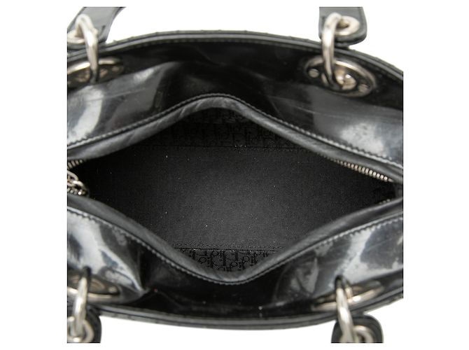 Dior Black Medium Patent Cannage Lady Dior Nero - vista 4