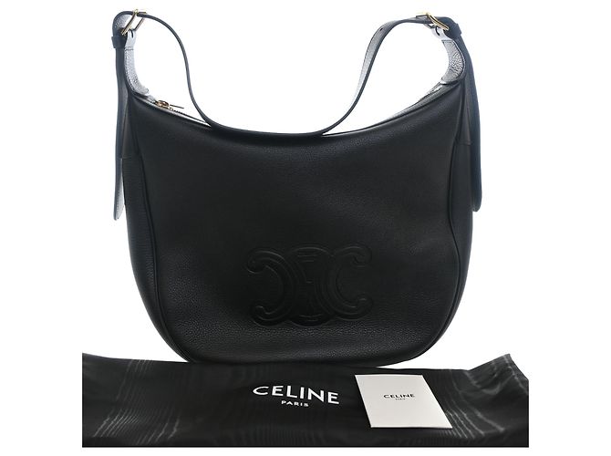 Céline Borsa a tracolla Heloise in pelle di vitello a grana morbida nera Medium di Celine Nero - vista 14