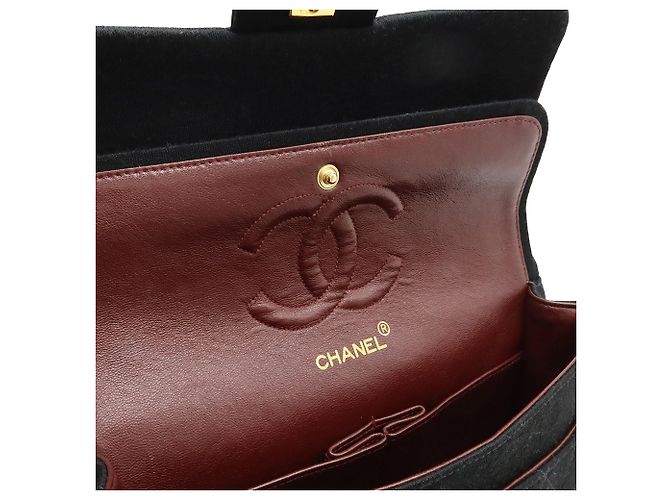 Chanel Black Medium Classic Jersey Bijoux Chain Double Flap Nero - vista 4