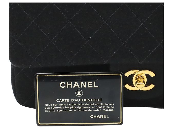 Chanel Black Medium Classic Jersey Bijoux Chain Double Flap Nero - vista 9