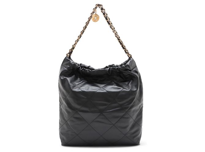 Chanel 22 Handtasche aus gestepptem glänzendem Kalbsleder Schwarz Medium - Ansicht 2