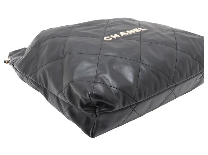 Chanel 22 Handtasche aus gestepptem glänzendem Kalbsleder Schwarz Medium - Ansicht 7