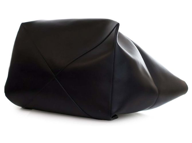 LOEWE Tote Pieghevole Puzzle in pelle di vitello lucida nera XXL Nero - vista 13