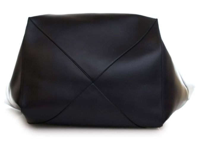LOEWE Tote Pieghevole Puzzle in pelle di vitello lucida nera XXL Nero - vista 5