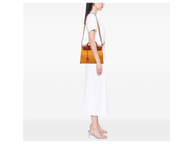 Hermès Orange Toile Herbag Zip 31 Arancione - vista 7