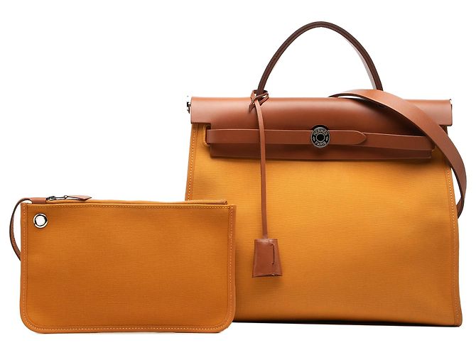Hermès Orange Toile Herbag Zip 31 Arancione - vista 8