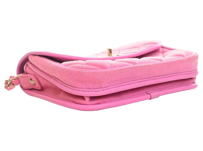 Chanel Pink Small CC Quilted Denim Messenger Flap Rosa - vista 14