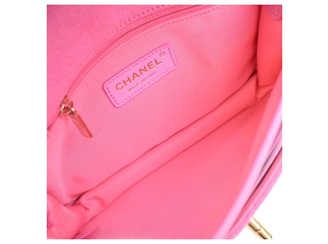 Chanel Pink Small CC Quilted Denim Messenger Flap Rosa - vista 4