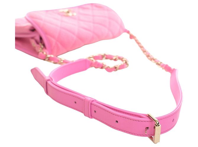 Chanel Pink Small CC Quilted Denim Messenger Flap Rosa - vista 7