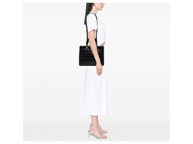 Dior Black Large Patent Cannage Lady Dior Nero - vista 6