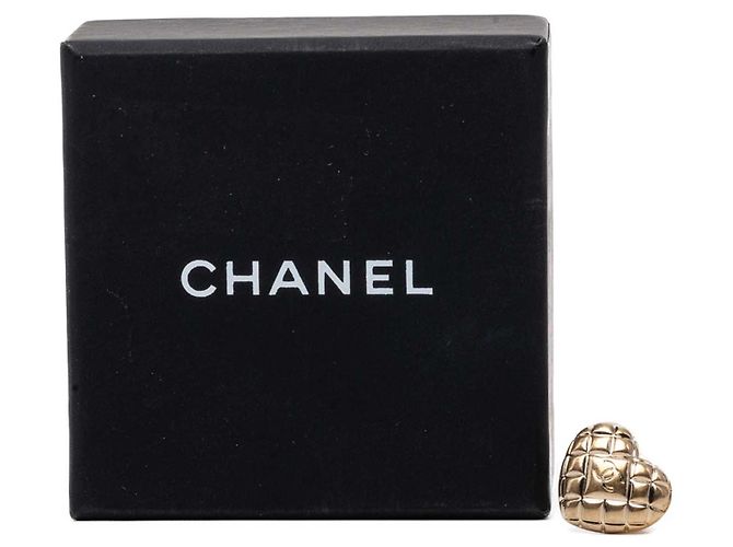 Spilla Cuore Trapuntato Chanel Gold CC Placcata Oro D'oro - vista 4