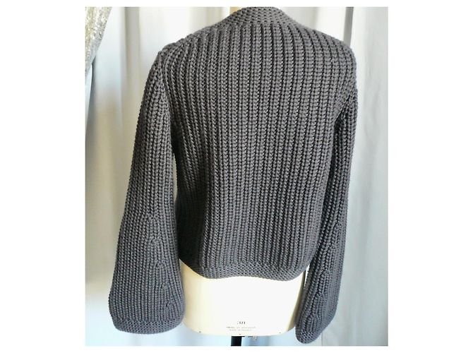 Hermès Cardigan aus Schurwolle grau Größe 38 - Ansicht 3