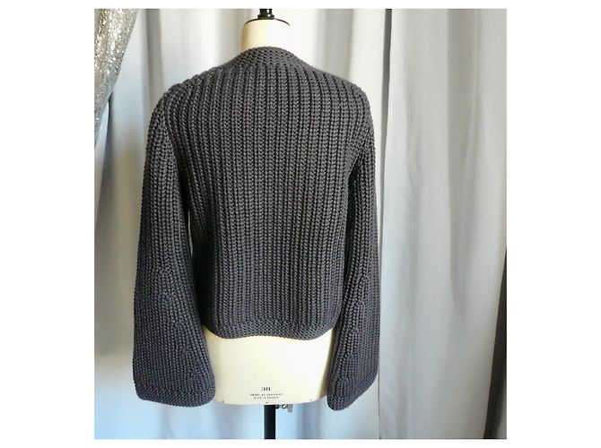 Hermès Cardigan aus Schurwolle grau Größe 38 - Ansicht 4