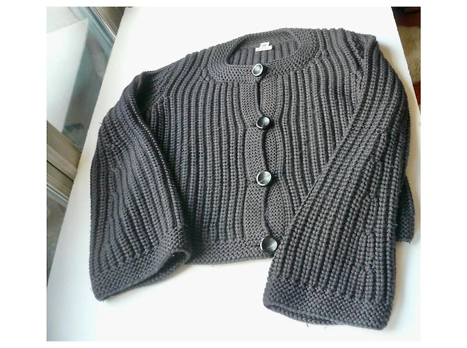 Hermès Cardigan aus Schurwolle grau Größe 38 - Ansicht 5
