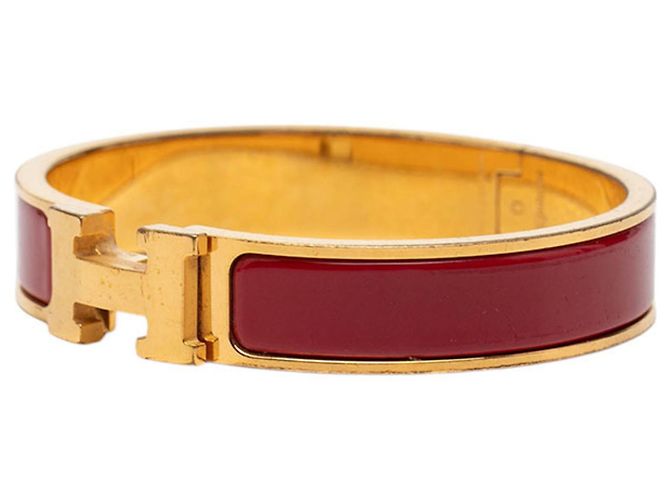 Bracciale in smalto Click H PM Hermès Oro e Rosso D'oro - vista 2