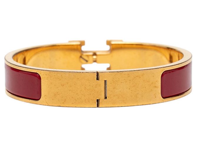 Bracciale in smalto Click H PM Hermès Oro e Rosso D'oro - vista 3