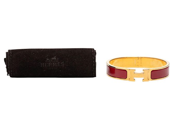 Bracciale in smalto Click H PM Hermès Oro e Rosso D'oro - vista 5