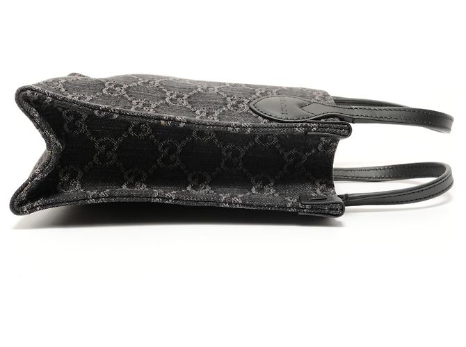 Borsa Mini Tote in Denim GG Gucci Nero - vista 4